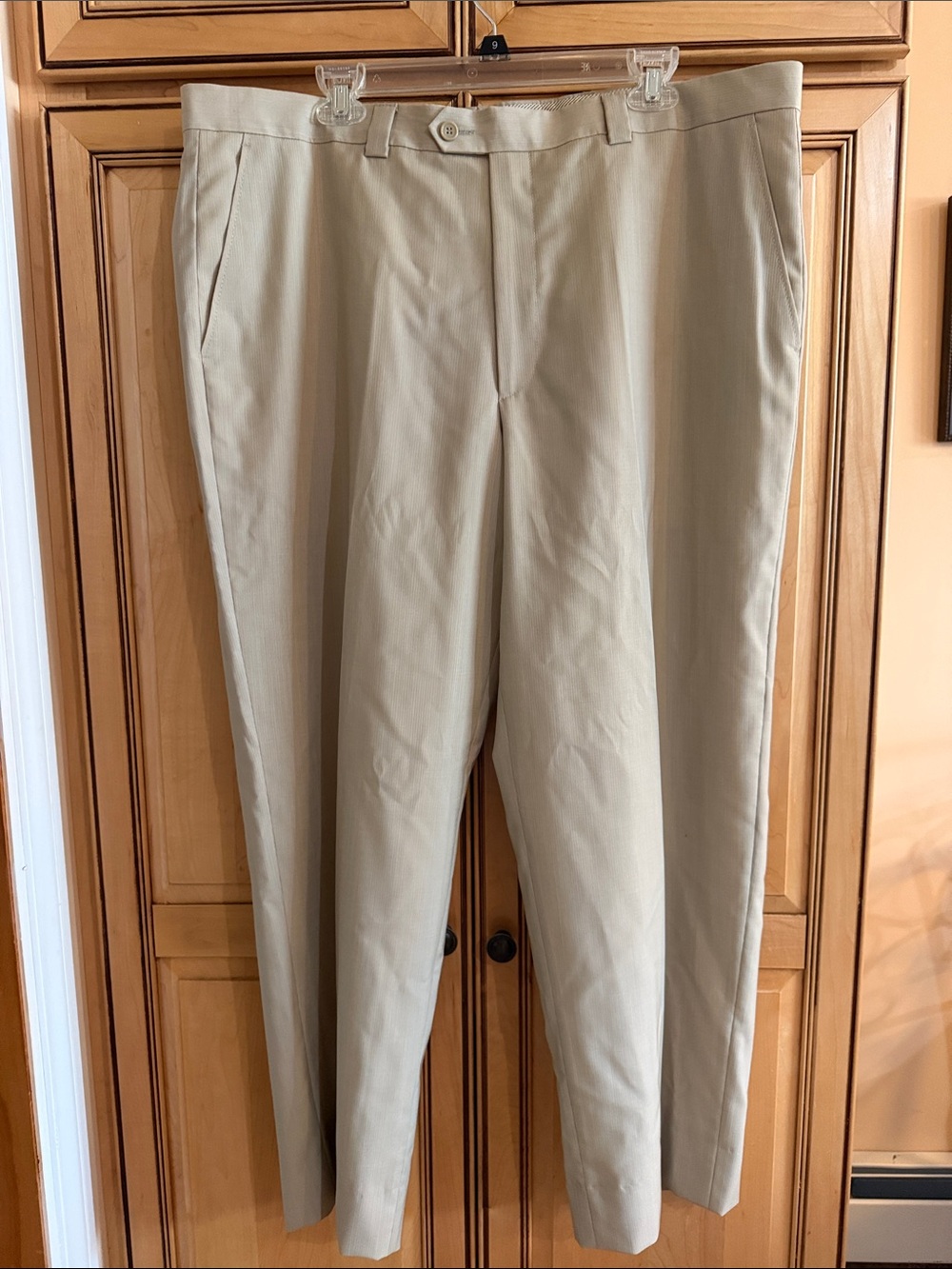 Angelico Men's Tailored Dress Pants in Light Beige Made in Italy
